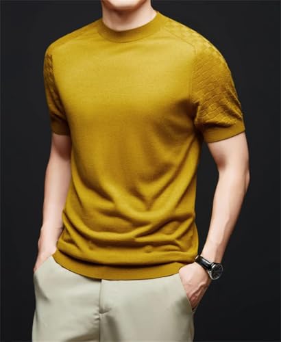 Bollrllr 2024 Winter Men's Sweater Fashion Slim Fit Knitted Pullover Sweater Short Sleeve Warm Sweater2