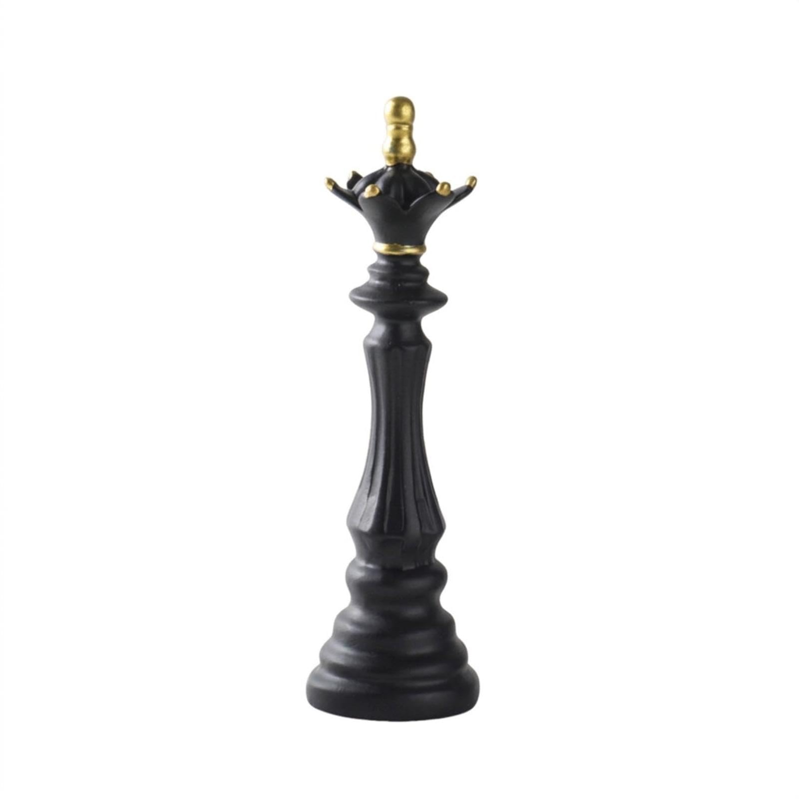 Chess Figurine Gold-Accented Chess Piece Statue Carved Ornament for Collectors, Bookshelf, Study, Office Black Queen-image-38