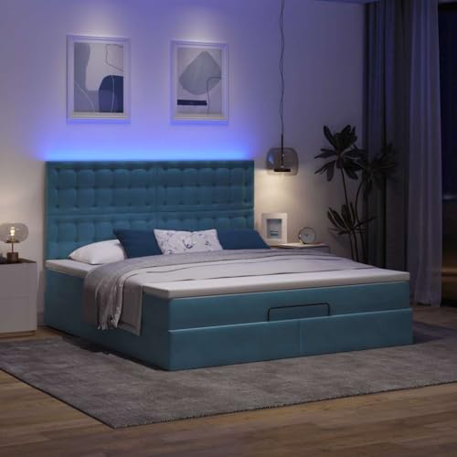 lattenroste Bed Frame betten futonbettOttoman-Bett mit Matratzen Dunkelgrau 200x200 cm SamtGeeignet für Schlafzimmer – Bild 4