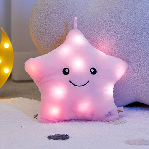 Wewill 9'' Led Twinkle Star Soft Plush Pillow Toys Glowing Stuffed Star Light Up Pillow Plush With Colorful Night Lights Birthday For Toddler Kids (Pink) #TOP6