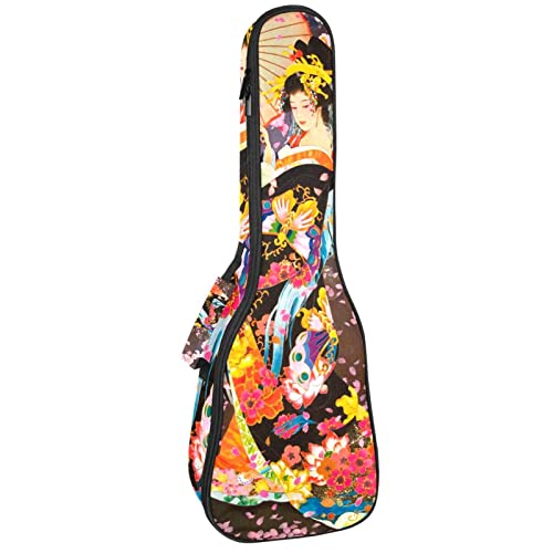 Housse de ukulélé japonaise Geisha Girl – Housse de transport pour ukulélé avec sangle réglable - Les Beatles, Paul McCartney, John Lennon, RIngo Starr, George Harrison Housse de ukulélé japonaise Geisha Girl - Housse de transport pour ukulélé avec sangle réglable