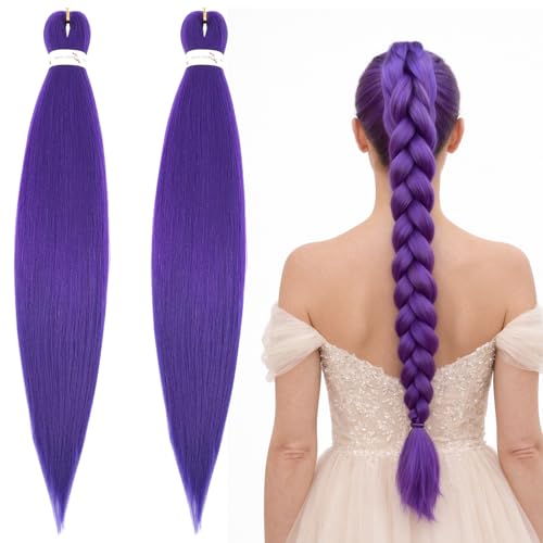BaZuyunMd 2 Stück Lila Haare zum Einflechten Haare zum Einflechten Kunsthaar zum Einflechten Braids Extensions Purple Hair Extensions Geeignet für Bühnen und Partys 26 Zoll