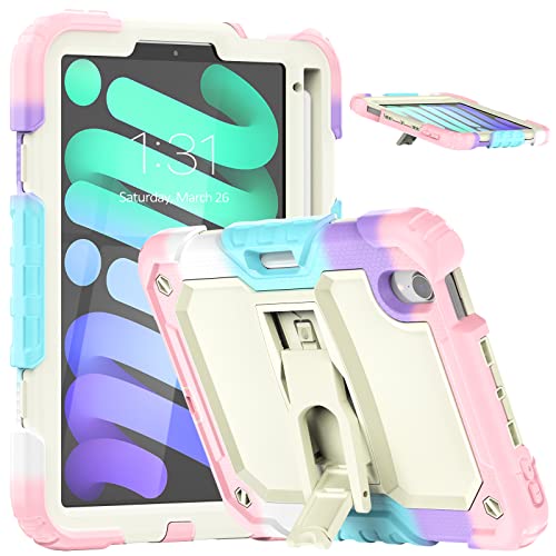 Lynerun iPad Mini 6 Case 2021 (8.3 Inch), iPad Mini 6th Generation Case, 3 in 1 Shockproof Rugged Soft Silicone…