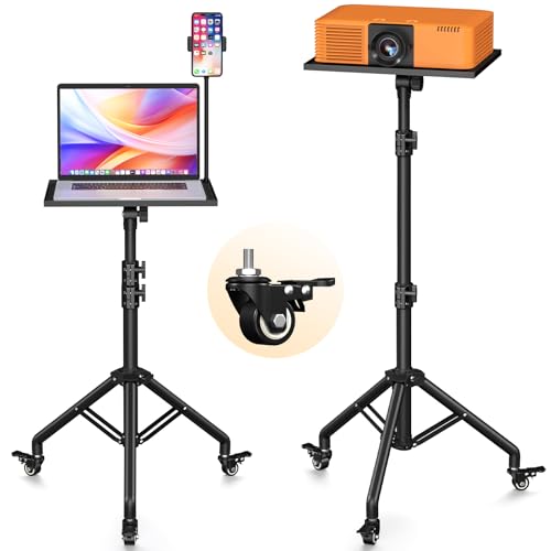 Facilife Projector Stand Tripod on Wheels Adjustable Height 29-44 Inches Laptop Tripod Stand Rolling Heavy Duty Projector Tripod Metal Construction Multifunctional for Office & Home (29-44 Inches)