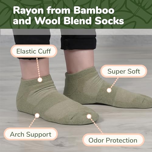 BambooMN Unisex Men and Women's Rayon from Bamboo Wool Blend Athletic Ankle Socks for Home, Travel, Work and Sport, 2 Pairs3