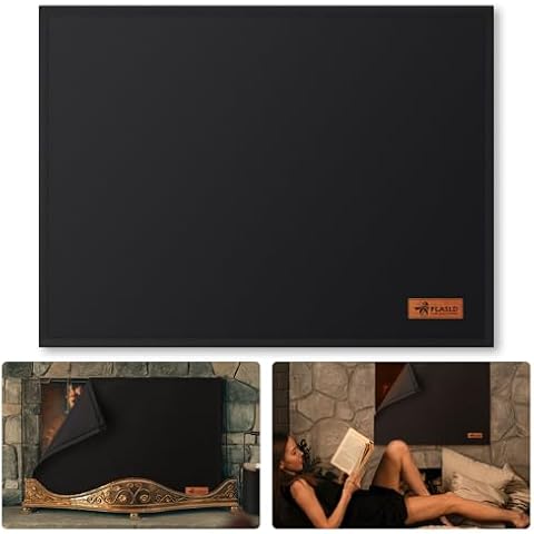 FLASLD Magnet Fireplace Blanket for Heat Loss, Black Fireplace Blocker Blanket, Fireplace Draft Guard Cover, Fireplace Draft Stopper Save Energy Blanket for Winter (38" W x 32" H) Cover