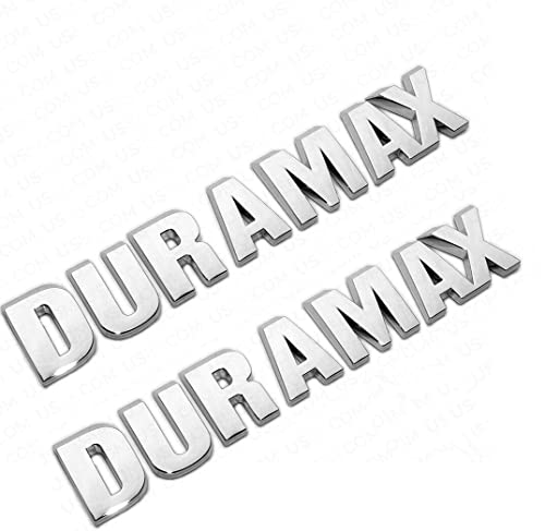 Image of 2Pc Silverado Duramax Hood Letter Logo Emblem Badge Adhesive Nameplate Replacement for 1500 2500 3500 (Chrome)