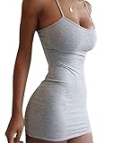 Qianshan Maomo Women Summer Dresses Sexy Spaghetti Strap Mini Bodycon Dress (Small, Grey)