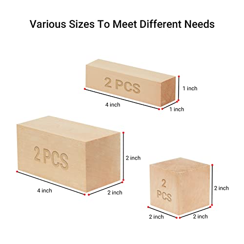 6 Pcs Basswood Carving Blocks - Small Unfinished Basswood Wood Blocks For Carving, Beginner Or Expert Basswood Carving Or Whittling Kit #TOP1