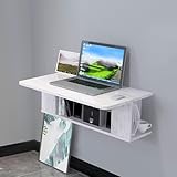 Wall Mounted Table Space-Efficient Computer Workstation with Storage Shelves Wood Multi-Layer Ecological Board Study Desk All Occasion(White,47.6x80cm)