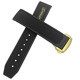 EAMOM Cinturino per orologio in gomma 22 mm 20 mm 19 mm 21 mm cinturino per orologio Omega Speedmaster Heritage Seamaster impermeabile in silicone (giallo oro, 21 mm)