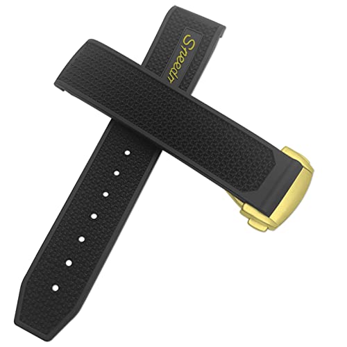 Bracelet de montre en caoutchouc 22mm jaune doré pour Speedmaster