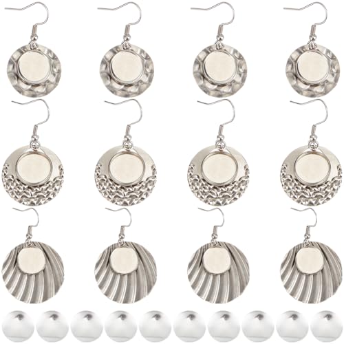 Pendientes de cabujón de acero inoxidable SUNNYCLUE con 48 piezas de bisel blanco y vidrio 2