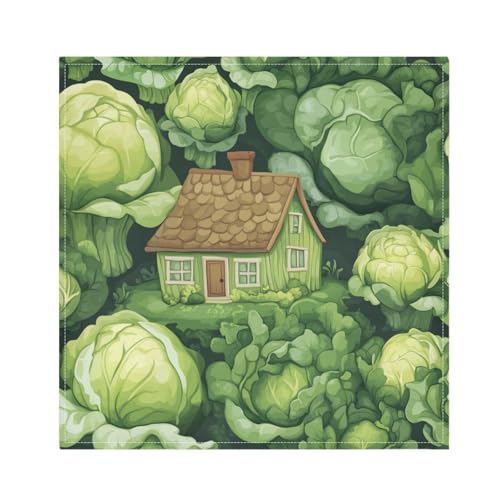 Servilletas reutilizables cuadradas de poliéster verde set x4 miniatura 2
