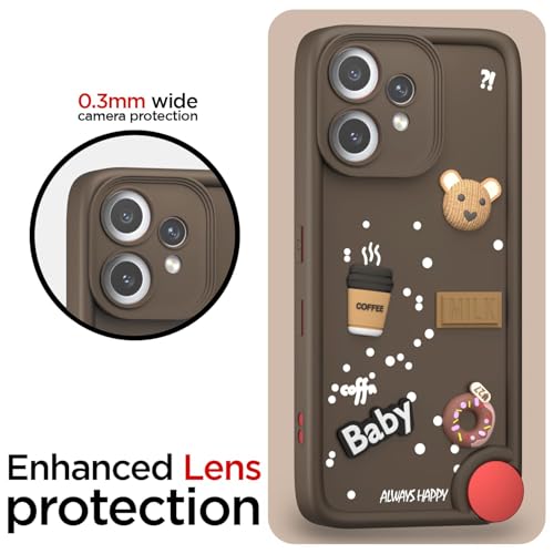 Image of Bintage Ball Bear| Donut| Milk Cake| Baby| Coffee Rubber Case Camera Protection Back Cover Compatible for CMF by Nothing Phone 2 Pro - Brown