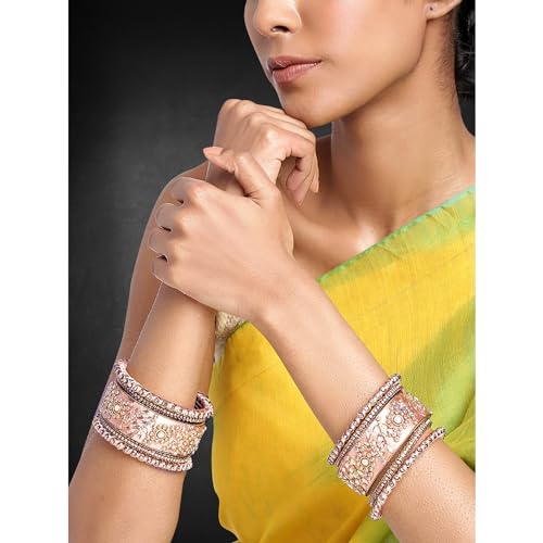 Image of Peora Silk Thread Kundan & Stone Studded Chuda Bangles Set Gift for Women