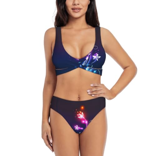 Bikini triangle femme haut de gamme maillot de bain deux pièces floral jambe haute