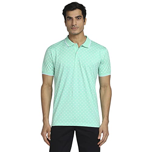 Image of Colorplus Men's Pure Cotton Print Pattern Tailored Fit Polo Neck Half Sleeve Casual T-Shirt