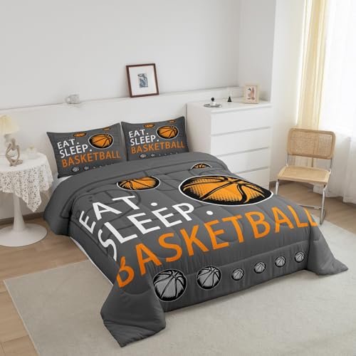 Image of Feelyou Eat Sleep Basketball Comforter Bedding Set Full Size for Kids Teens