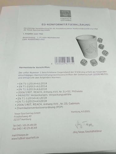 1. FC Köln - Würfelbecher mit 6 Würfel - Bundesliga - Fußball - Fanartikel - Leder - Logo - Knobelbecher -