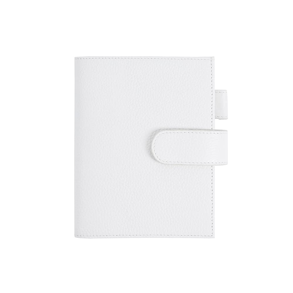 Moterm Custodia in pelle per taccuino A6, compatibile con agenda Hobonichi Cousin, Stalogy e Midori MD, con passante per penna, scomparti per carte e tasca posteriore (Kiesel-Creme)