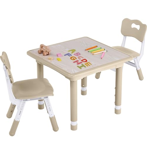 GITAWUSA Toddler Table and Chair Set, Height Adjustable-Upgrade Kids Table and 2 Chairs for Ages...