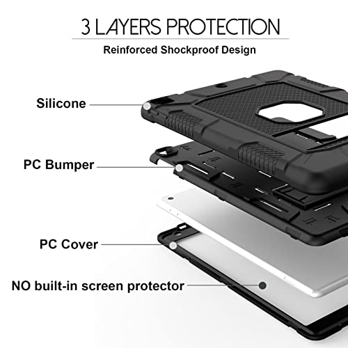 Rantice iPad 9th Generation Case, iPad 8th Generation Case, iPad 7th Generation Case, Hybrid Shockproof Rugged Drop Protective Case with Kickstand for iPad 10.2'' (Black) - Image 4