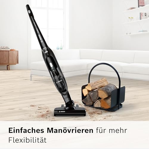 Bosch Akku-Staubsauger Readyy‘y Serie 2 BBHF220, kabellos, beutellos, 2in1 Lösung mit abnehmbarem Handgerät, hohe Saugkraft, Lange Laufzeit, 2 Stufen, Düse für alle Bodenarten, freistehend, schwarz