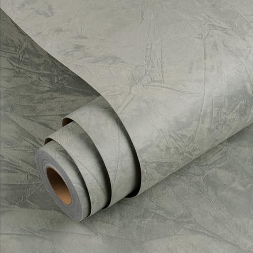 YENHOME Papier Peint Adhesif Velours Gris Clair 40x200cm Tapisserie Autocollant Murales Papier Peint Salon Étude en Velours Gris Rouleau Adhesif Decoratif...