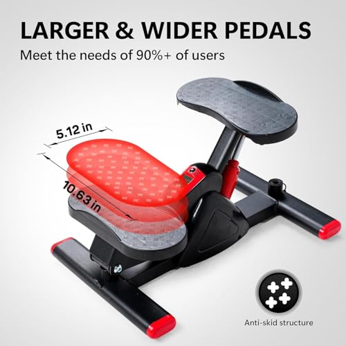 Image of Mini Stair Stepper for Home Gym Exercise - Hydraulic Foot Stepper Machine with Resistance Bands & LCD Monitor - Portable Cardio Fitness Equipment for Weight Loss, Legs & Body Toning