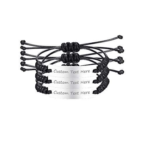 VNOX Customize Set of 3 Sisters Friendship Bracelet Braided Rope Stainless Steel ID
