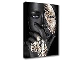 Black and White Artwork for Walls Africa Abstract Golden Fashion Sexy Women Pictures Dark-Skinned...