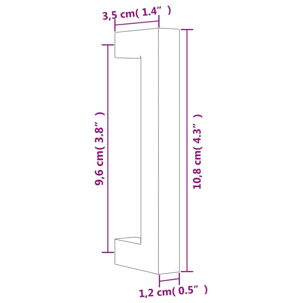 20 tiradores de acero inoxidable para muebles con diseño de tubo cuadrado de 96 mm, para cajones y armarios, cocina, baño, pasillo