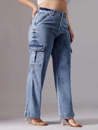 Image of Miss Chase A+ Women's High Rise Regular-Length Stretchable Denim Wide-Leg Shaping Jeans