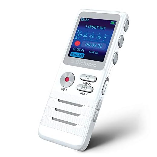 Digital Voice Activated Recorder by Dictopro- Easy HD Recording of Lectures and Meetings with Double Microphone, Noise Reduction Audio, Sound, Portable Mini Tape Dictaphone, MP3, USB, 8GB