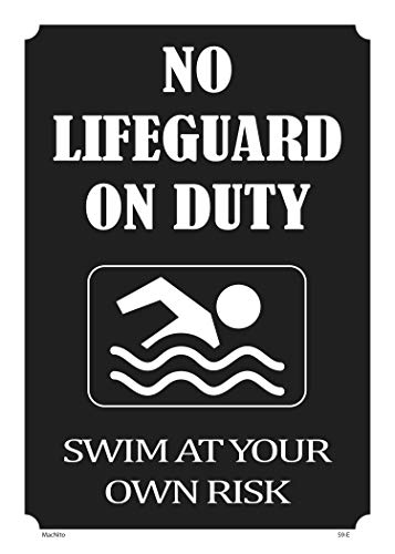 NO Lifeguard ON Duty Swim at Your OWN Risk Sign – Pool Safety Sign, an Vivid Design Plus UV Protection to Last Longer, Rust-Free Plastic at 10
