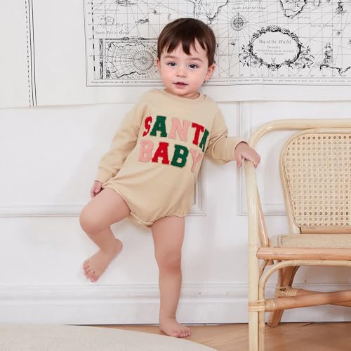 ZAXARRA Newborn Baby My First Christmas Outfit Girl Boy Christmas Clothes Cute Santa Sweatshirt Bubble Romper for Fall Winter2