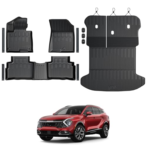 GALVAGNITE Floor Mats for Kia Sportage Gas 2023-2026 All Weather Floor Mats Trunk Cargo Liner with Backrest Protectors Accessories Full Coverage Set (Not fit Hybrid)