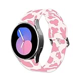 Pink Cow Print 20mm Watch Band Compatible with Samsung Galaxy Watch 6/5/4 40mm 44mm /Active 2/1, Galaxy Watch 6 Classic 42mm 46mm /Watch 3 41mm /Samsung Gear S2, Women Silicone Replacement Strap