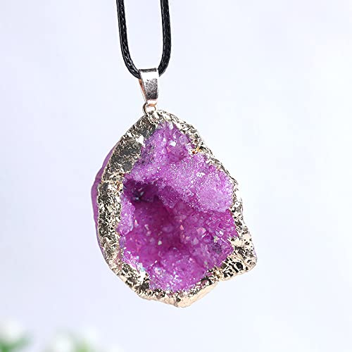 Collier cristal naturel pendentif cluster brut pierre prune décoration