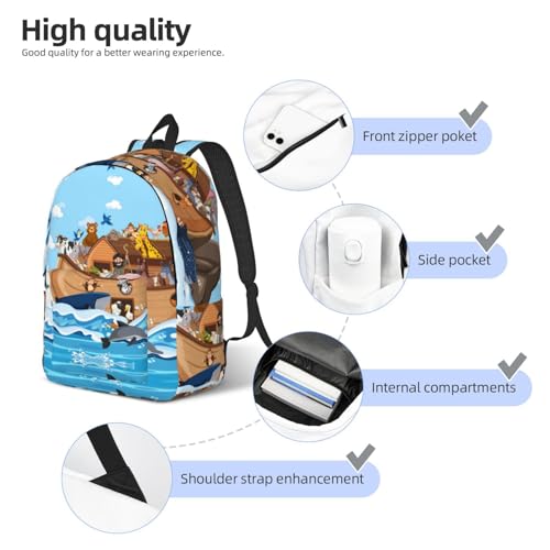 Travel Laptop Backpack - Animals on Noah's Ark Floating Computer Canvas Backpack Bag with Adjustable Straps3