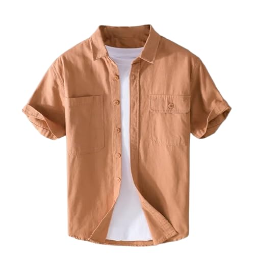 Chemise homme manches courtes vintage en coton léger pour les fortes chaleurs
