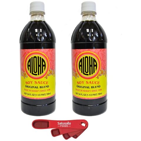 Aloha Shoyu Original Blend Soy Sauce (Pack of 2) + Salusalo Foods Measuring Spoon Cover