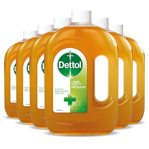 Dettol Antiseptic Liquid Multipack of 6 X 750ml Total 4.5L Cleaning Alcohol Isopropyl Rubbing Alcohol Ipa Alcohol Antibacterial Disinfectant Antiseptics and Disinfectants First Aid