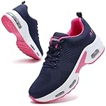 Womens Runnig Trainers Arch Support Memory Foam Gym Shoes Ladies Lightweight Mesh Air Cushion Walking Sneakers Navy Rose UK 5
