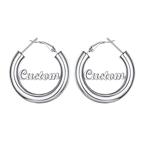 Image of Stainless Steel Chunky Hoop Earrings For Women, Minimalist and Chic, Black /Gold Plated, Round Hoops Earrings Hypoallergenic, Size: 30mm /40mm /60mm /80mm, Come with Box