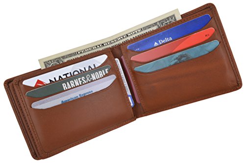 Moga Men's Bifold Genuine Leather Wallet With Double Center Flap And 3 ID Windows3