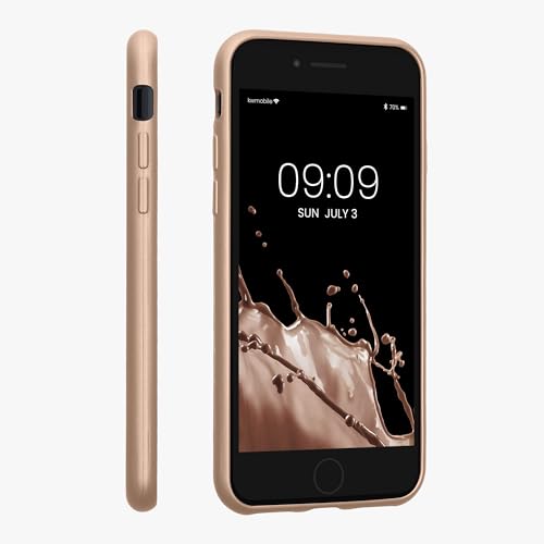 Image of kwmobile Case Compatible with Apple iPhone SE (2022) / SE (2020) / 8 /7 Case - Soft Slim Metallic TPU Silicone Cover - Metallic Gold