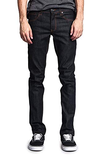 Victorious Men's Skinny Slim Fit Stretch Raw Denim Jeans Dl936 - Black/Timber - 34/34 #TOP12