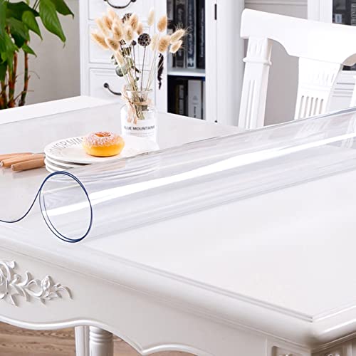 FANIVIN PVC Transparent Tablecloths Desk Table Mat Tablecovers Rectangle Square Table Covers Multifunction Thickness 1MM Waterproof Durable 80 * 120cm - Image 3